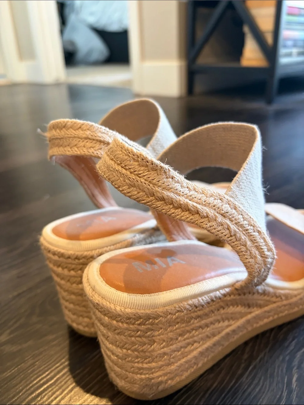MIA Beige Elastic Strap Platform Sandals